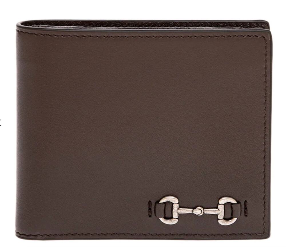 Gucci Men's Horsebit Bifold Wallet Cocoa Brown Leather NIB